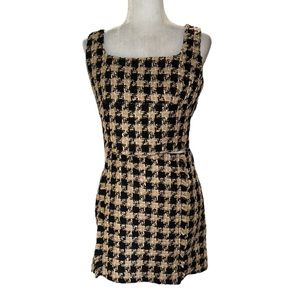 NWT House of Harlow 1960 Tan Black Houndstooth Tweed Skirt & Crop Top Set - M
